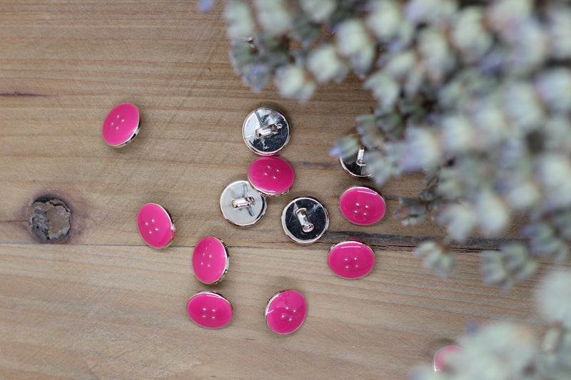 Bouton Emaillé VIC Rose fuschia - L'atelier de Gaspard et Léonie
