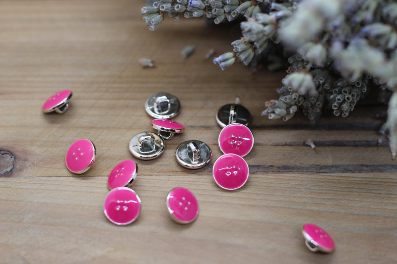 Bouton Emaillé VIC Rose fuschia - L'atelier de Gaspard et Léonie