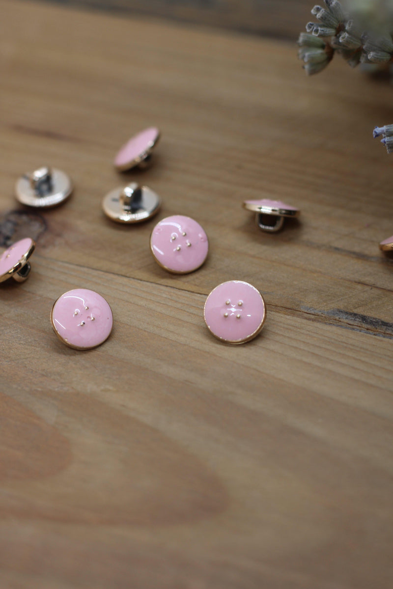 Bouton Emaillé VIC Rose - L'atelier de Gaspard et Léonie