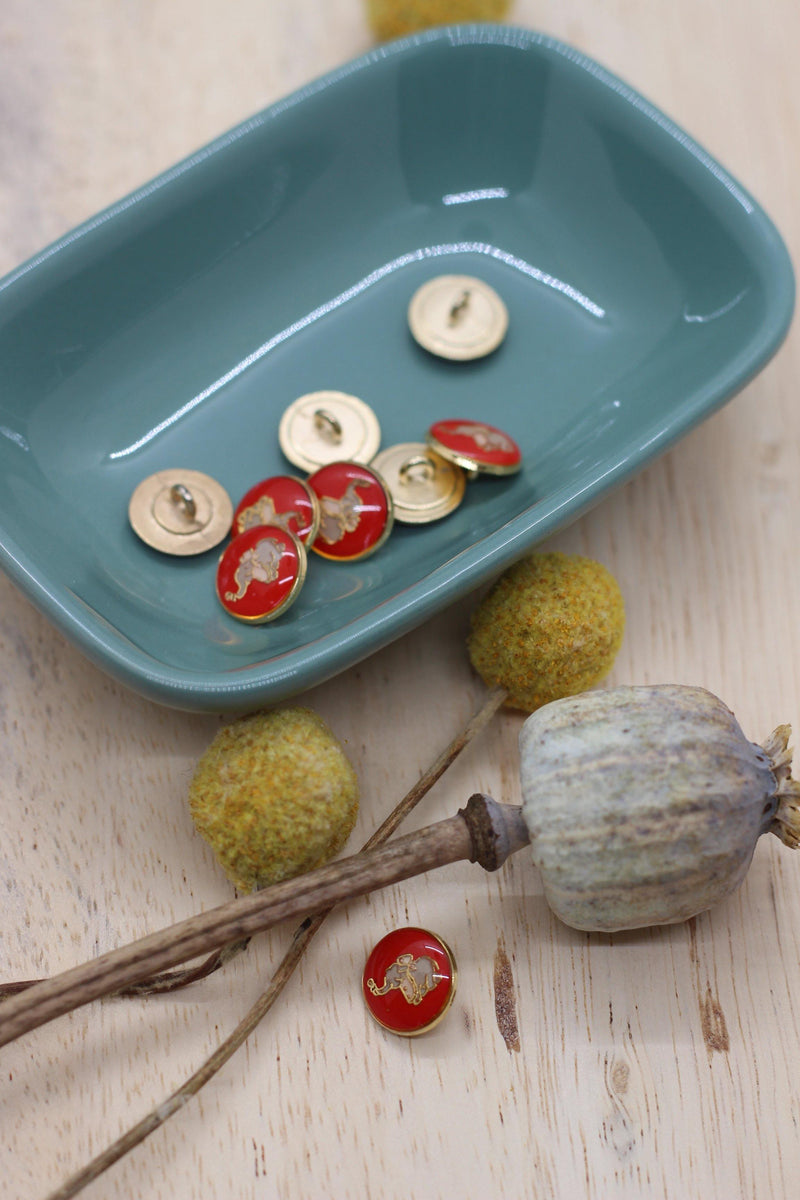 Bouton Métal Eléphant orange/Or Vintage - L'atelier de Gaspard et Léonie