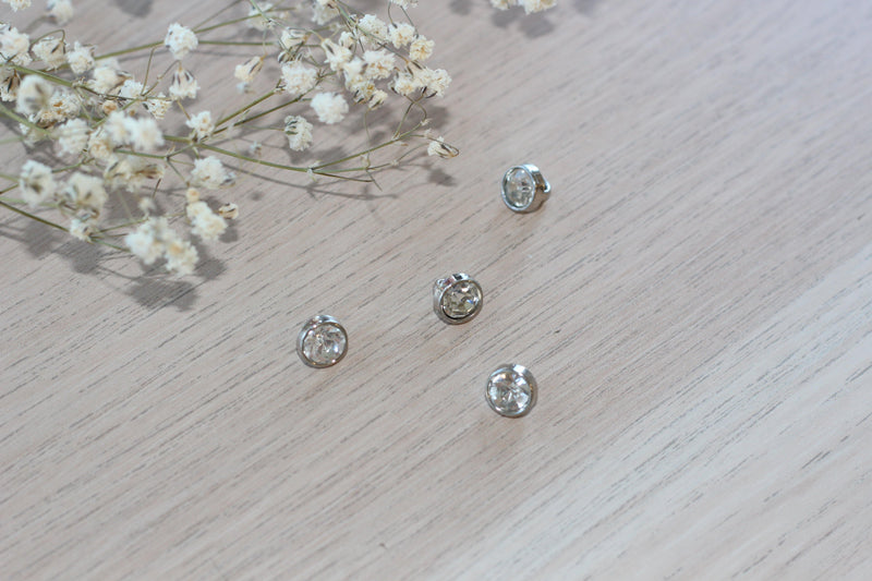 Bouton STRASS solitaire Blanc 7mm - L'atelier de Gaspard et Léonie