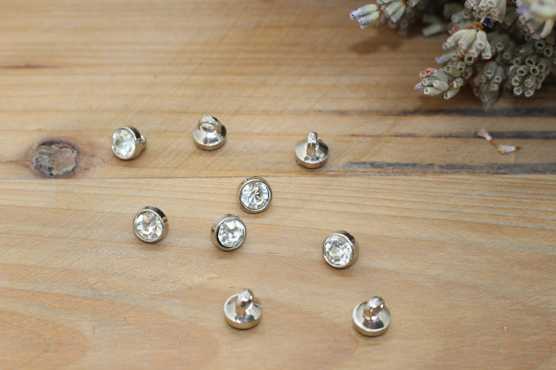 Bouton STRASS solitaire Blanc 7mm - L'atelier de Gaspard et Léonie