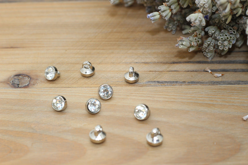 Bouton STRASS solitaire Blanc 7mm - L'atelier de Gaspard et Léonie