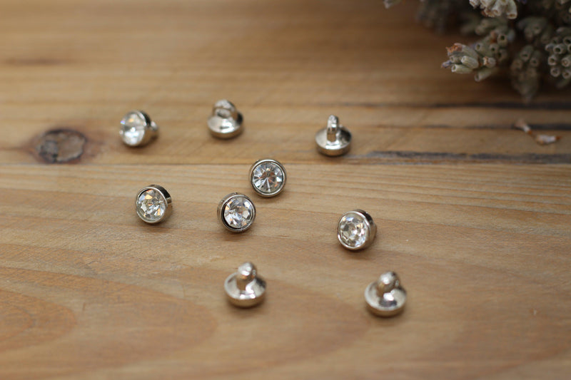 Bouton STRASS solitaire Blanc 7mm - L'atelier de Gaspard et Léonie