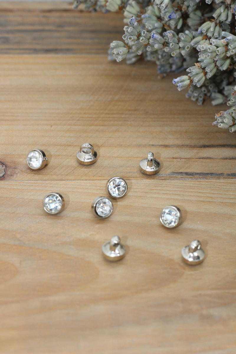 Bouton STRASS solitaire Blanc 7mm - L'atelier de Gaspard et Léonie