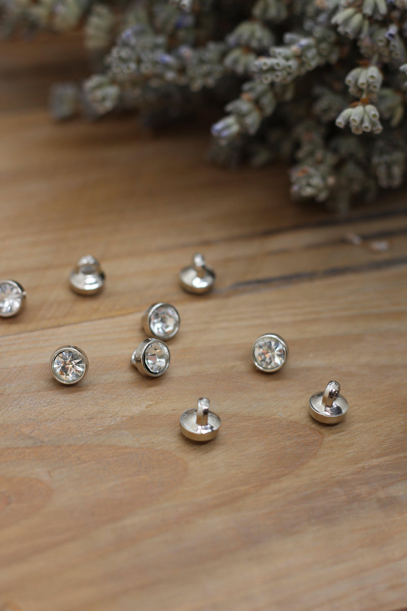 Bouton STRASS solitaire Blanc 7mm - L'atelier de Gaspard et Léonie