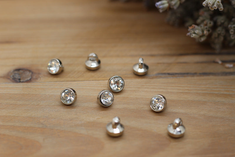 Bouton STRASS solitaire Blanc 7mm - L'atelier de Gaspard et Léonie