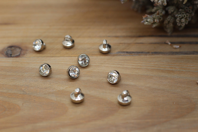 Bouton STRASS solitaire Blanc 7mm - L'atelier de Gaspard et Léonie