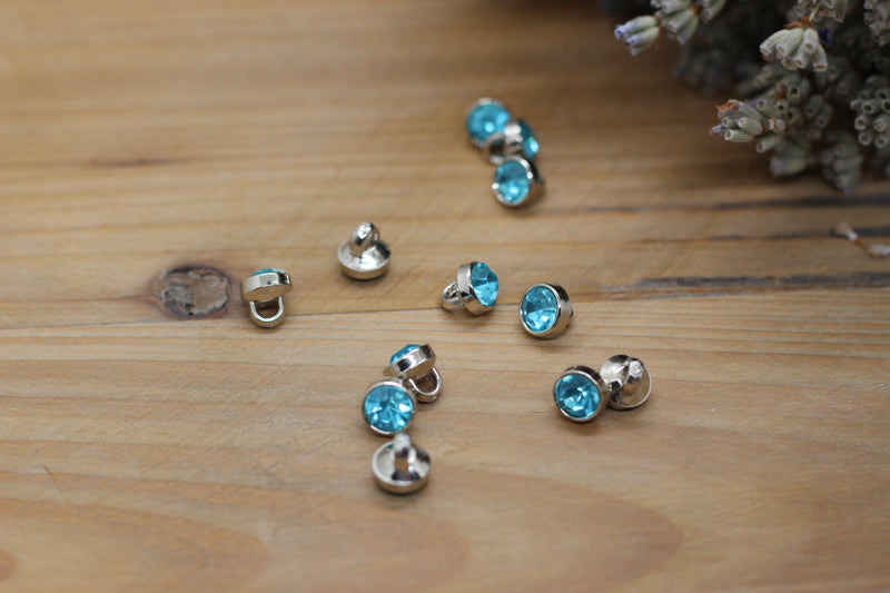 Bouton Strass solitaire Bleu 7mm - L'atelier de Gaspard et Léonie
