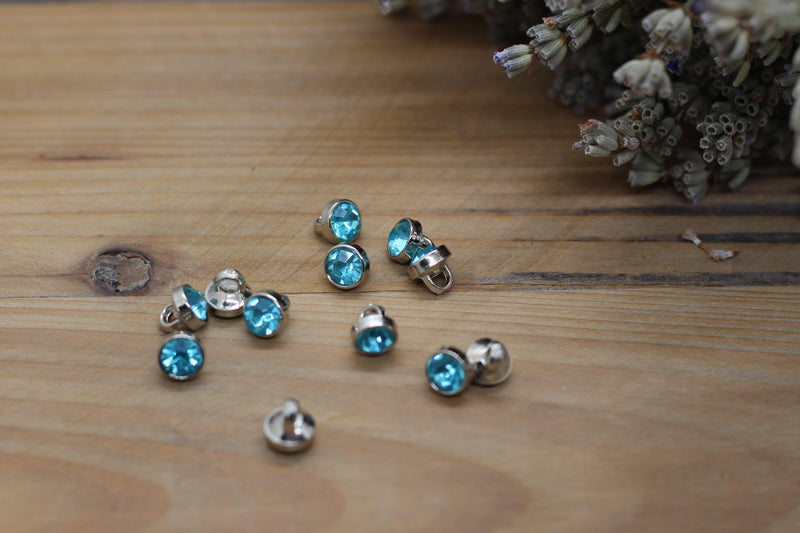 Bouton Strass solitaire Bleu 7mm - L'atelier de Gaspard et Léonie