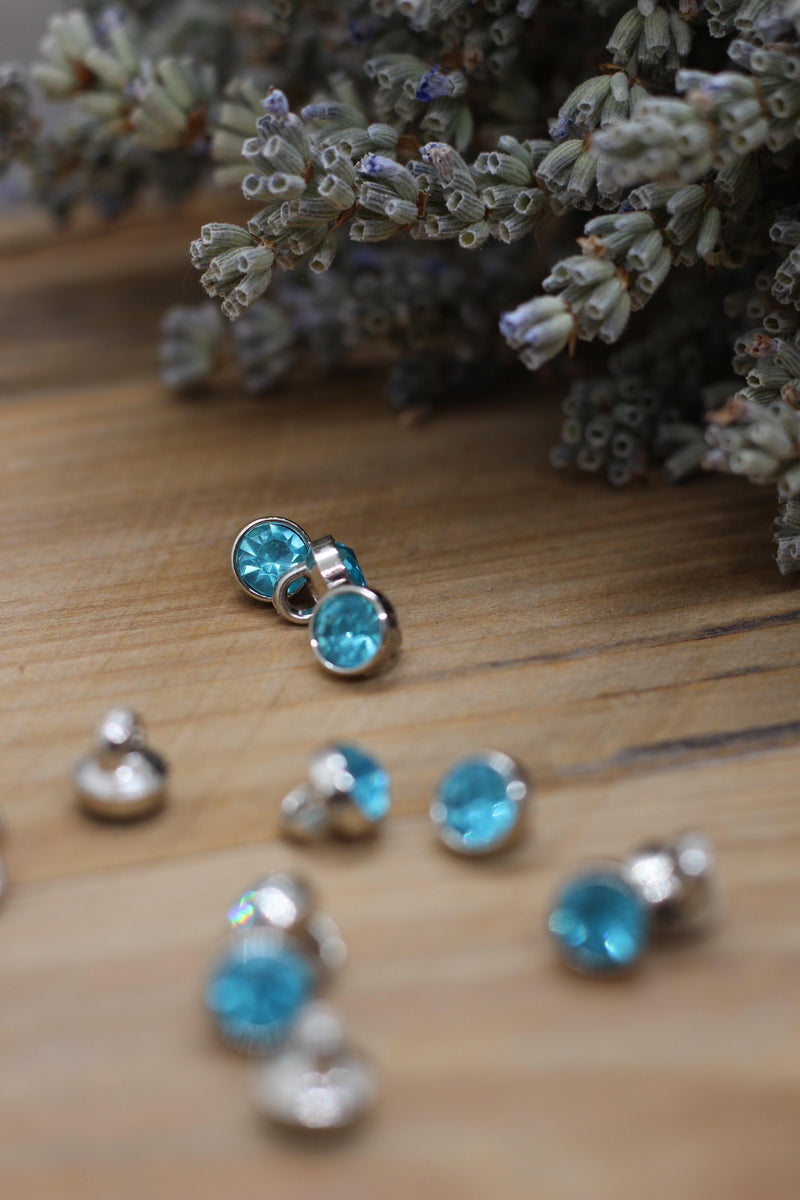 Bouton Strass solitaire Bleu 7mm - L'atelier de Gaspard et Léonie