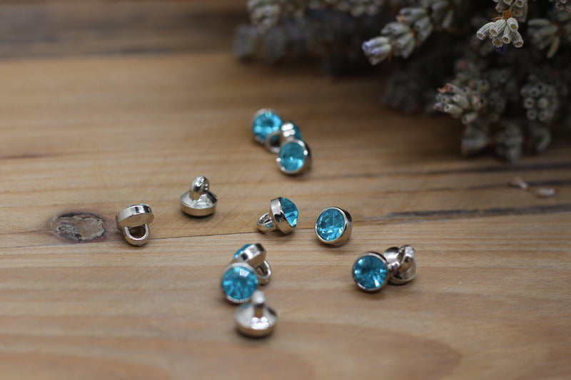 Bouton Strass solitaire Bleu 7mm - L'atelier de Gaspard et Léonie