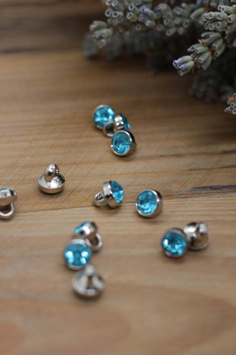 Bouton Strass solitaire Bleu 7mm - L'atelier de Gaspard et Léonie