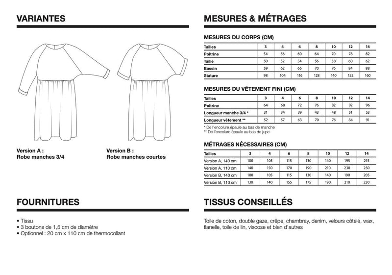 CASSIOPEE MINI Robe Patron de couture pochette - L'atelier de Gaspard et Léonie