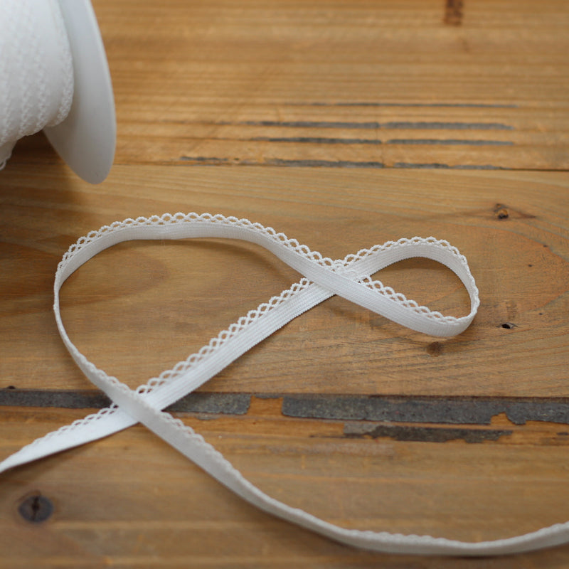 Elastique Dentelle lingerie 10mm - Blanc (vendu x10cm) Mercerie Sélection Gaspard & Léonie | Gaspard et Léonie Tissus en ligne et Mercerie à Toulouse