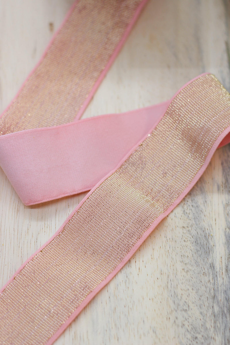 Elastique Large Lurex Rose/Doré (Vendu x10cm) - L'atelier de Gaspard et Léonie
