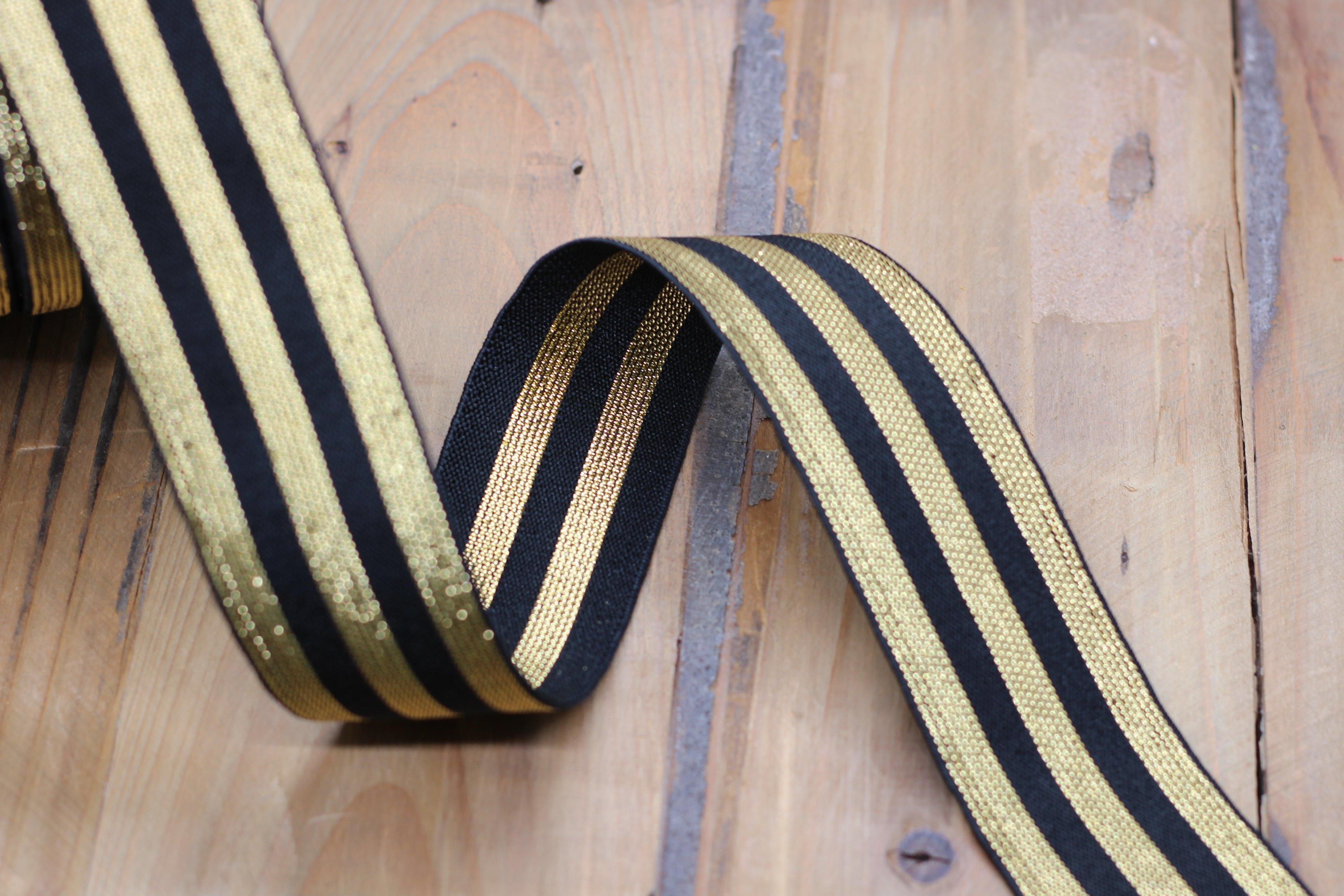 Elastique Large Lurex Stripe Noir et Or (Vendu x10cm) Mercerie Sélection Gaspard & Léonie | Gaspard et Léonie Tissus Mercerie Toulouse