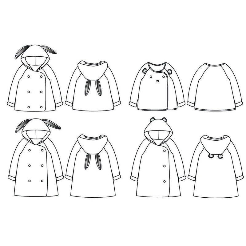 GRAND’OURSE KIDS Gilet Veste Peignoir Imperméable Mixte patron de couture pochette - L'atelier de Gaspard et Léonie