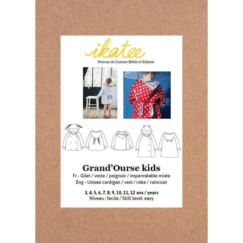 GRAND’OURSE KIDS Gilet Veste Peignoir Imperméable Mixte patron de couture pochette - L'atelier de Gaspard et Léonie