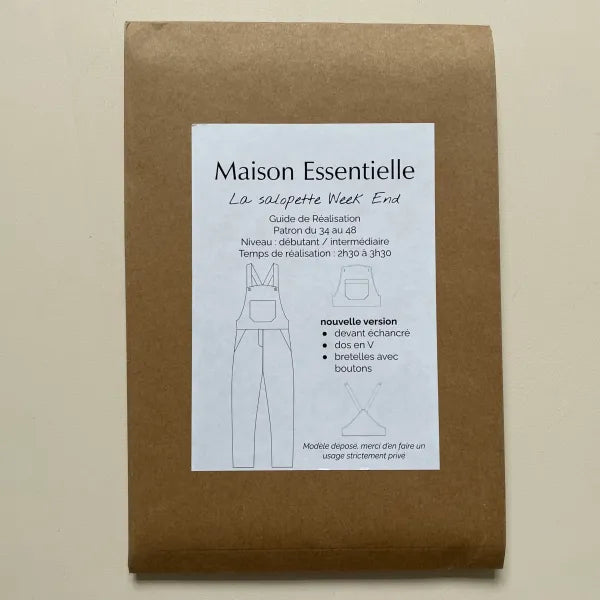 La salopette Week End - Patron de couture pochette - MAISON ESSENTIELLE Patron de couture MAISON ESSENTIELLE | Gaspard et Léonie Tissus en ligne et Mercerie à Toulouse