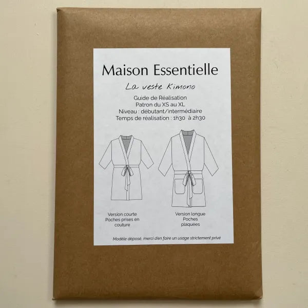 La veste KIMONO - Patron de couture pochette - MAISON ESSENTIELLE Patron de couture MAISON ESSENTIELLE | Gaspard et Léonie Tissus en ligne et Mercerie à Toulouse