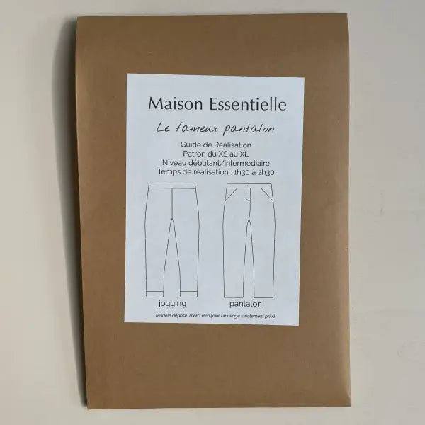 Le fameux pantalon - Patron de couture pochette - MAISON ESSENTIELLE Patron de couture MAISON ESSENTIELLE | Gaspard et Léonie Tissus en ligne et Mercerie à Toulouse
