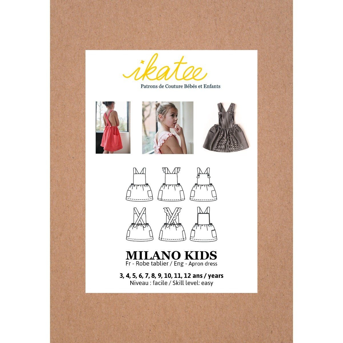 Robe tablier MILANO KIDS patron de couture pochette IKATEE Patron de couture Ikatee | Gaspard et Léonie Tissus en ligne et Mercerie à Toulouse