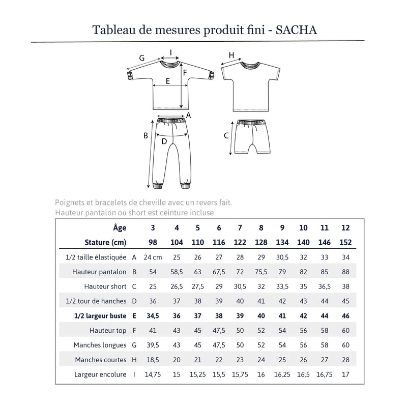 SACHA Pyjama Mixte patron de couture pochette Patron de couture Ikatee | Gaspard et Léonie Tissus Mercerie Toulouse