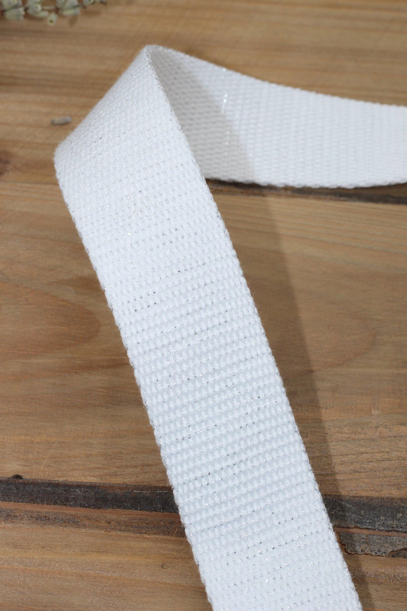 Sangle Métallisée Blanc/Argent(Vendu x10cm) - L'atelier de Gaspard et Léonie