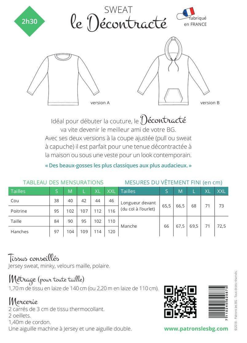 Sweat LE DECONTRACTÉ Patron de couture pochette - L'atelier de Gaspard et Léonie