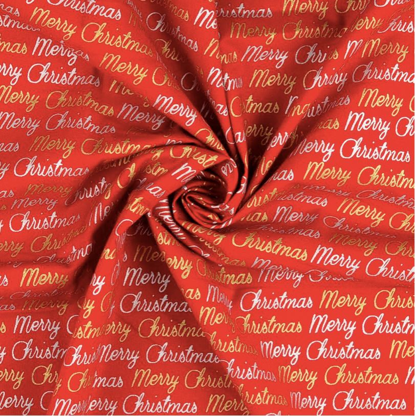 Tissu coton de NOEL - Merry Christmas Glitter - Rouge (Vendu x10cm) Tissus Sélection Gaspard & Léonie | Gaspard et Léonie Tissus en ligne et Mercerie à Toulouse