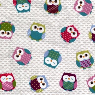 Tissu Coton Enduit Hiboux (Vendu x10cm) - L'atelier de Gaspard et Léonie