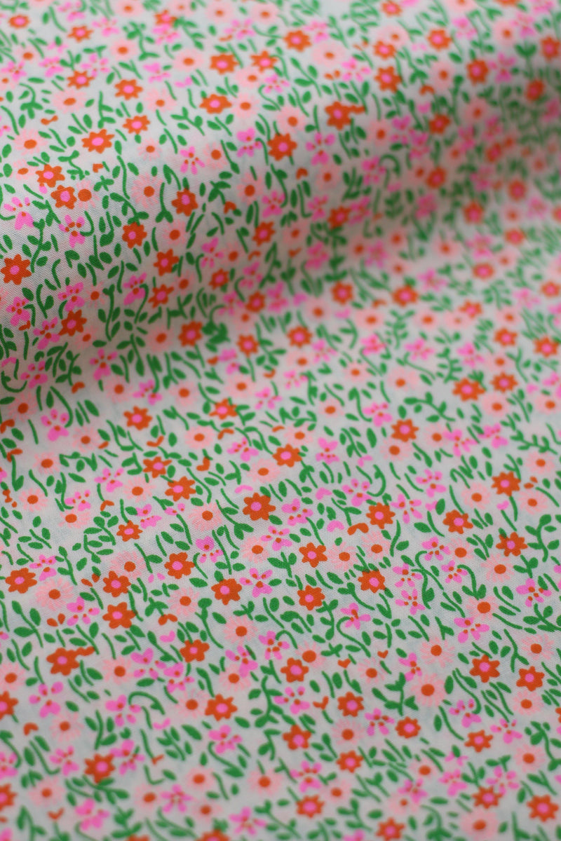 Tissu coton FLOWER POWER Rose (Vendu X10cm) Tissus PETIT PAN | Gaspard et Léonie Tissus Mercerie Toulouse