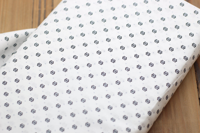 Tissu coton Popeline blanche à Motifs Noirs/Gris (Vendu x10cm) Tissus Sélection Gaspard & Léonie | Gaspard et Léonie Tissus Mercerie Toulouse