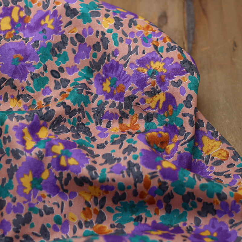 Tissu coton Popeline Bouquet Fleuri - Violet (Vendu x10cm) Tissus Sélection Gaspard & Léonie | Gaspard et Léonie Tissus en ligne et Mercerie à Toulouse