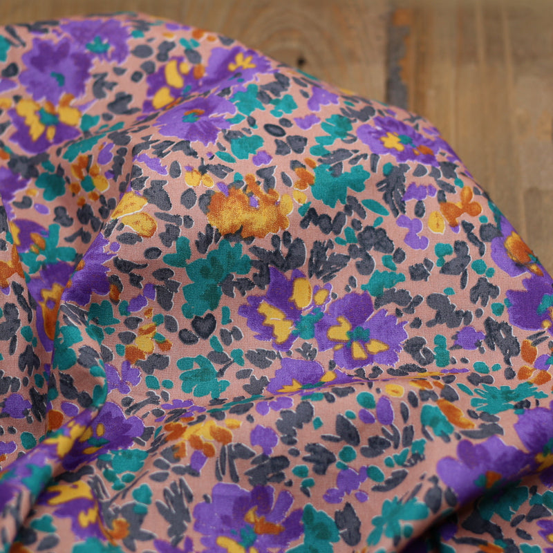 Tissu coton Popeline Bouquet Fleuri - Violet (Vendu x10cm) Tissus Sélection Gaspard & Léonie | Gaspard et Léonie Tissus en ligne et Mercerie à Toulouse