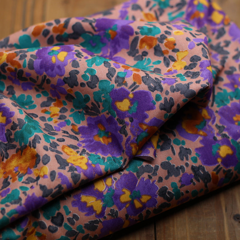 Tissu coton Popeline Bouquet Fleuri - Violet (Vendu x10cm) Tissus Sélection Gaspard & Léonie | Gaspard et Léonie Tissus en ligne et Mercerie à Toulouse