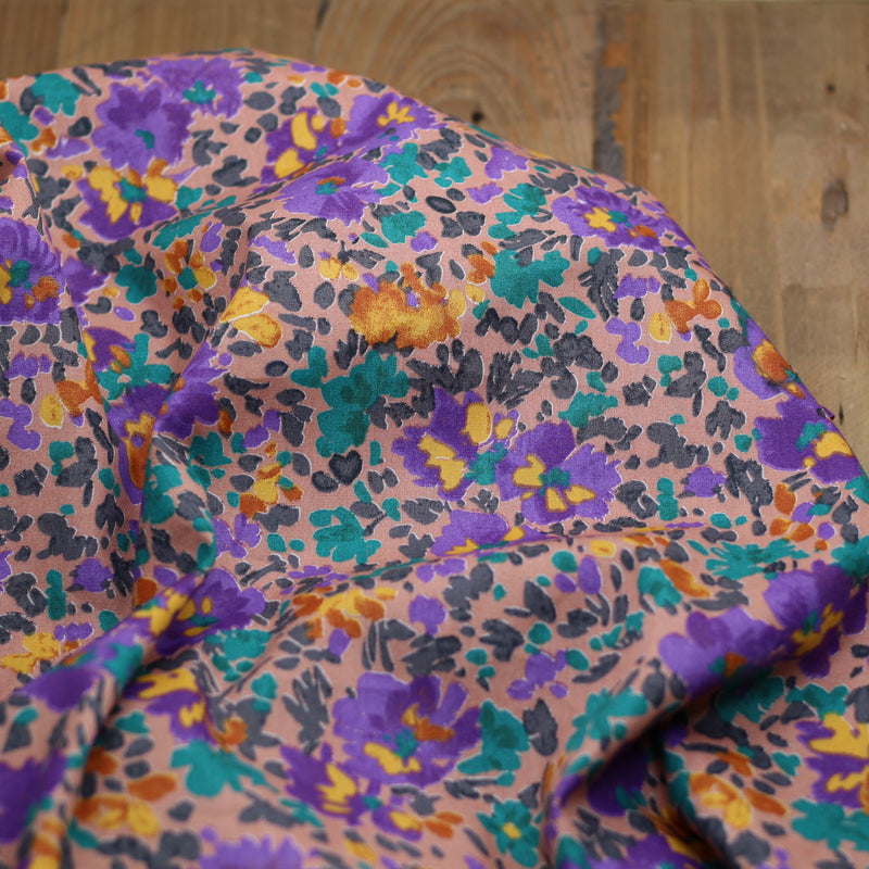 Tissu coton Popeline Bouquet Fleuri - Violet (Vendu x10cm) Tissus Sélection Gaspard & Léonie | Gaspard et Léonie Tissus en ligne et Mercerie à Toulouse