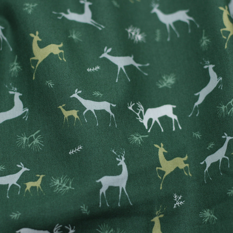 Tissu Noel - Cerfs Vert | Gaspard et Léonie Mercerie Tissus Toulouse