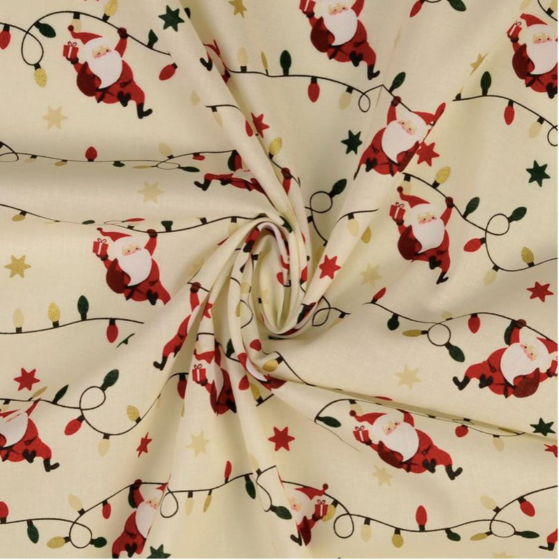 Tissu coton Popeline NOEL - Père Noël - Ecru (Vendu x10cm) Tissus Sélection Gaspard & Léonie | Gaspard et Léonie Tissus en ligne et Mercerie à Toulouse