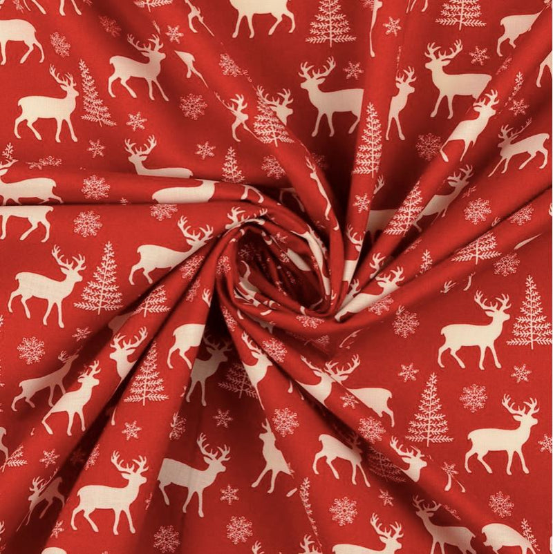 Tissu coton Popeline NOEL - Rennes - Rouge (Vendu x10cm) Tissus Sélection Gaspard & Léonie | Gaspard et Léonie Tissus en ligne et Mercerie à Toulouse