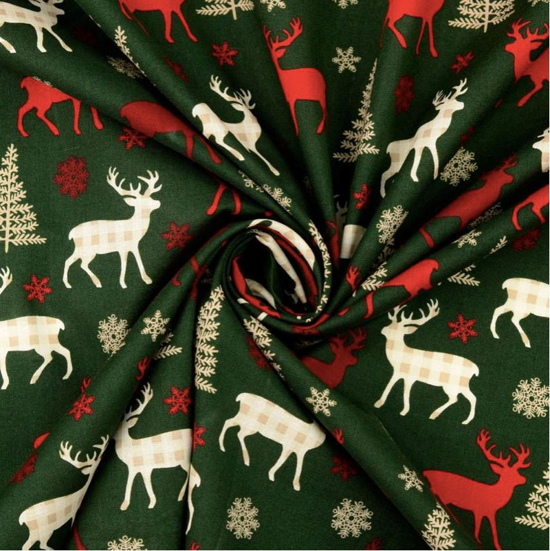 Tissu coton Popeline NOEL - Rennes - Vert sapin (Vendu x10cm) Tissus Sélection Gaspard & Léonie | Gaspard et Léonie Tissus en ligne et Mercerie à Toulouse