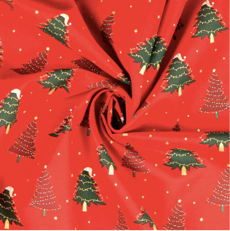 Tissu coton Popeline NOEL - Sapins - Rouge (Vendu x10cm) Tissus Sélection Gaspard & Léonie | Gaspard et Léonie Tissus en ligne et Mercerie à Toulouse