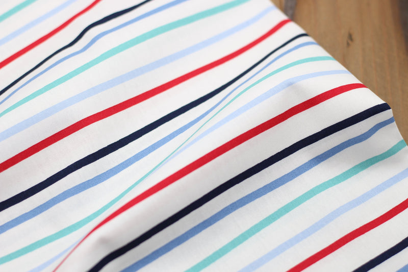 Tissu coton Popeline - rayé Vagues blanc (Vendu x10cm) Tissus Sélection Gaspard & Léonie | Gaspard et Léonie Tissus Mercerie Toulouse
