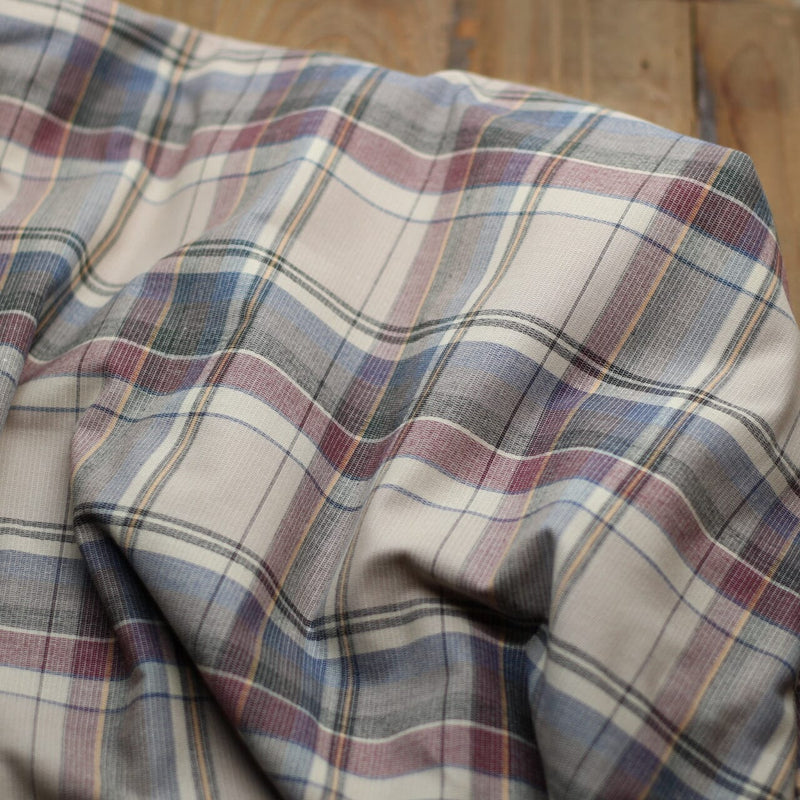 Tissu Coton TARTAN - Bordeaux/Bleu - Beige (Vendu x10cm) Tissus Sélection Gaspard & Léonie | Gaspard et Léonie Tissus en ligne et Mercerie à Toulouse