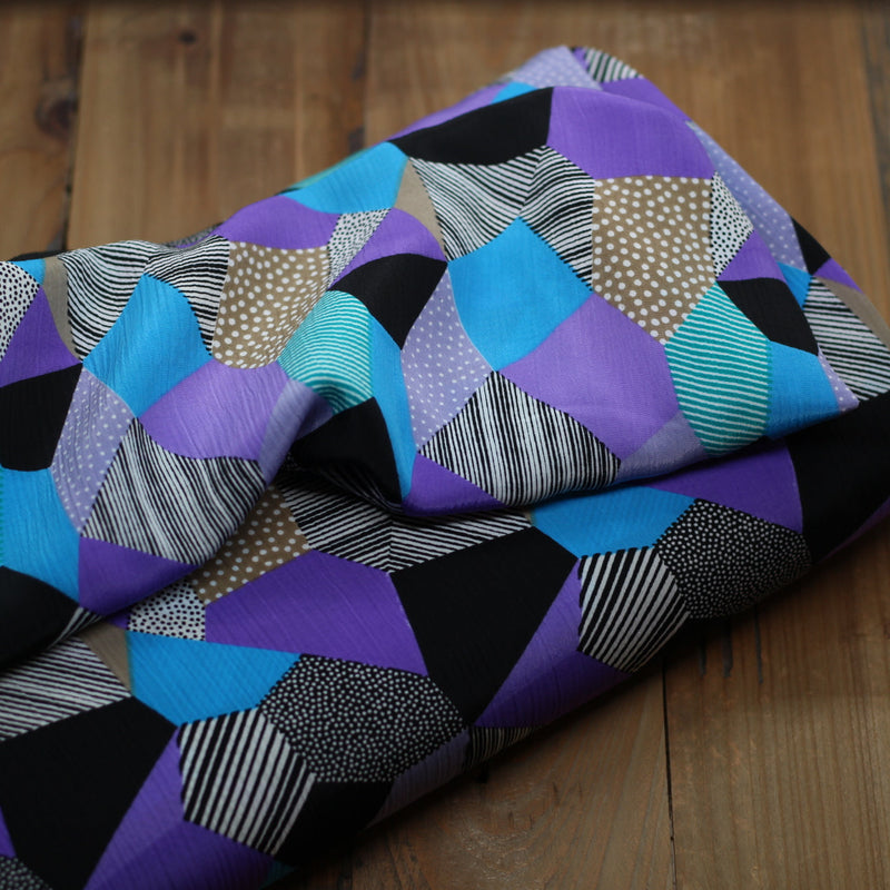 Tissu Crêpe - Galets - violet/Turquoise (Vendu x10cm) Tissus Sélection Gaspard & Léonie | Gaspard et Léonie Tissus en ligne et Mercerie à Toulouse