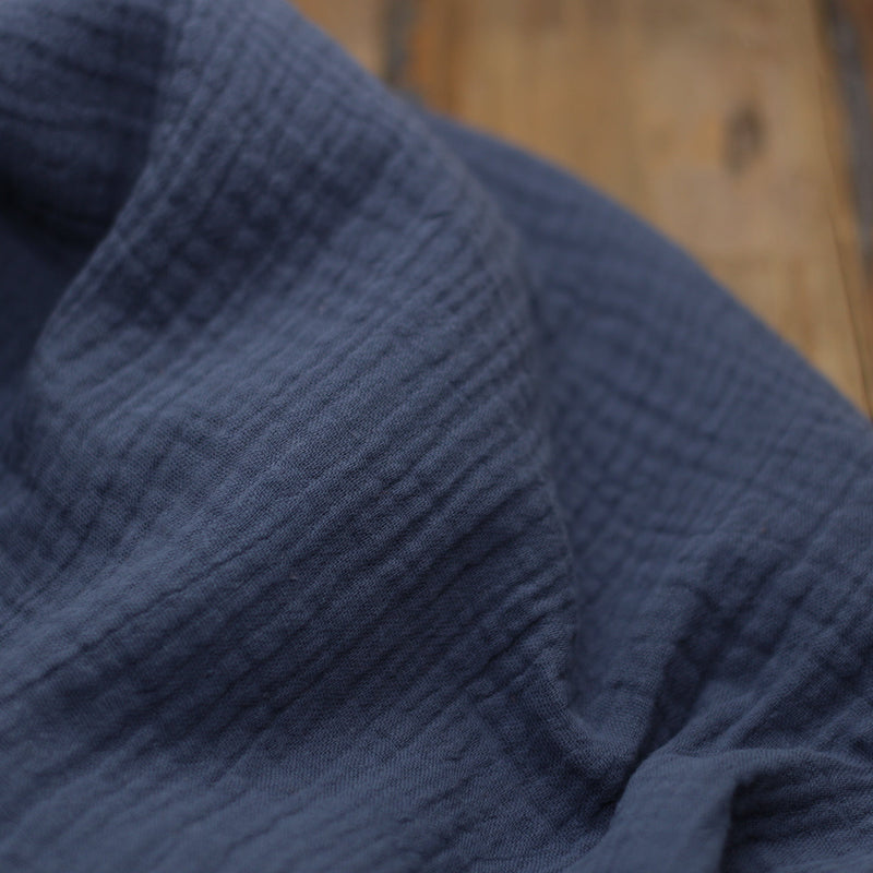 Tissu Double gaze de coton - Bleu Jean (Vendu x10cm) Tissus Sélection Gaspard & Léonie | Gaspard et Léonie Tissus en ligne et Mercerie à Toulouse