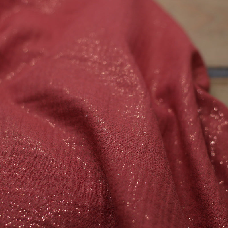 Tissu double gaze de coton - Terracotta foncé pailleté rouge cuivré (Vendu x10cm) Tissus Sélection Gaspard & Léonie | Gaspard et Léonie Tissus en ligne et Mercerie à Toulouse