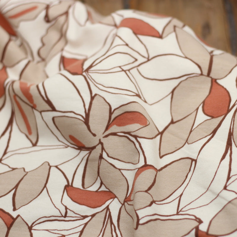 Tissu French Terry - Big flowers - Ecru - Poppy Designed for You (Vendu x10cm) Tissus POPPY Designed For You | Gaspard et Léonie Tissus en ligne et Mercerie à Toulouse