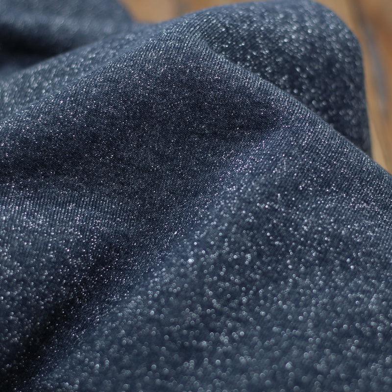 Tissu French Terry Glitter Bleu Denim (Vendu x10cm) Tissus Sélection Gaspard & Léonie | Gaspard et Léonie Tissus en ligne et Mercerie à Toulouse